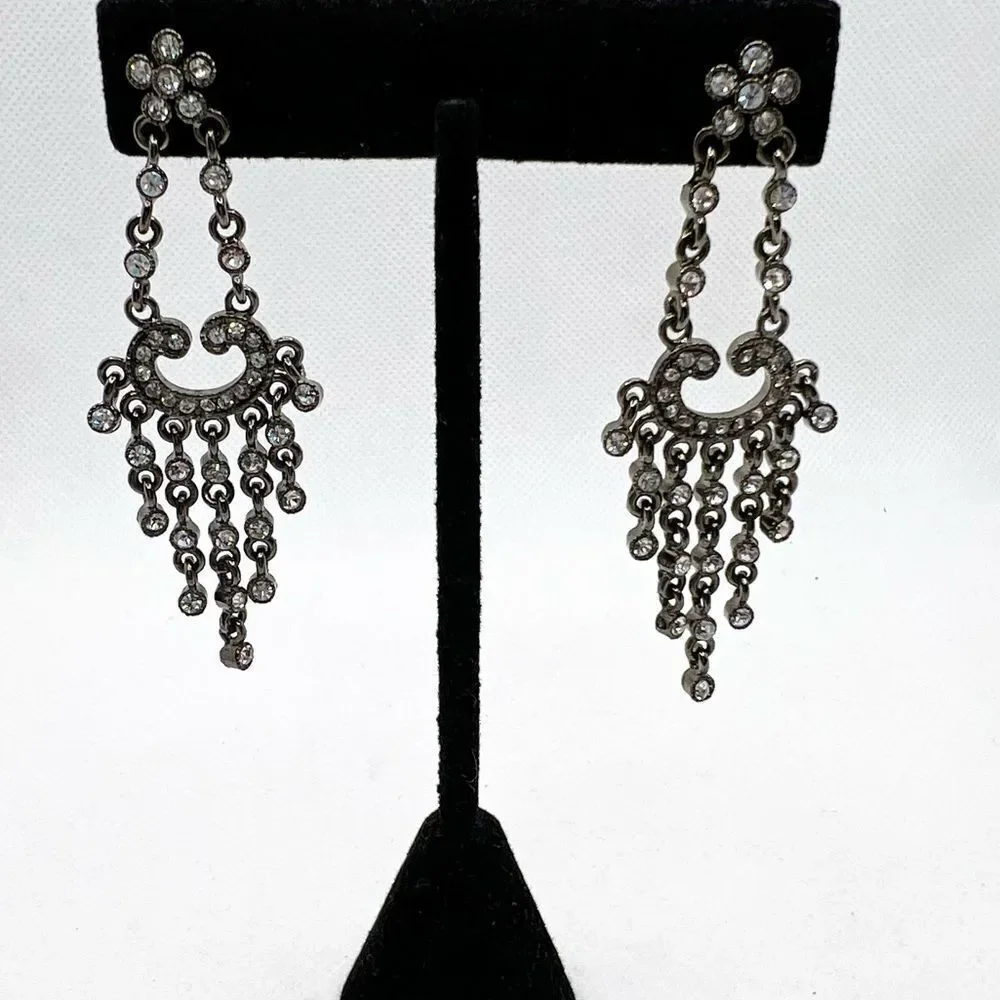 Chandelier rhinestone studded dramatic statement post earrings